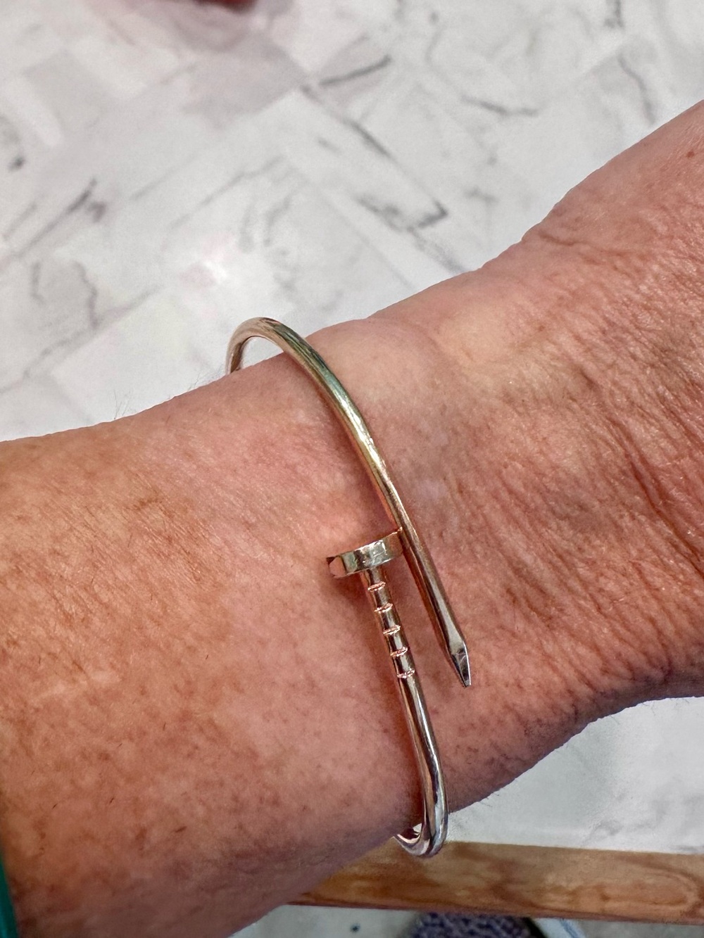 Elegant Gold-Tone Nail Cuff Bracelet - Women Jewelry